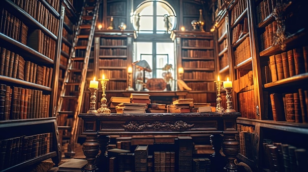 Foto de ilustración de fondo de biblioteca