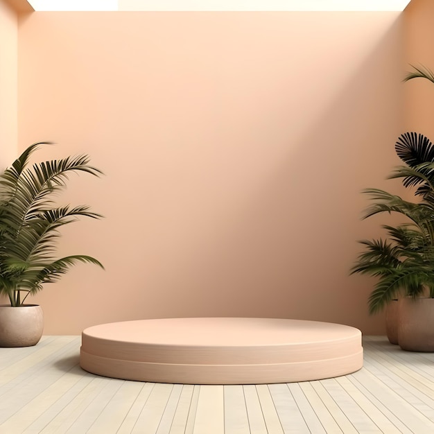 Foto foto imagem de renderização 3d de exibição de pódio para maquete de produto fundo minimalista natural