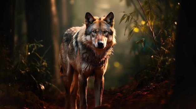 Una foto impresionante de un lobo en su hábitat natural mostrando su majestuosa belleza y fuerza.