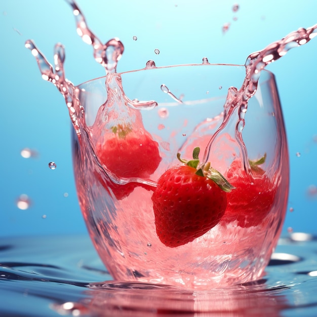 Foto in Erdbeeren- und Wasserspritz-Stil