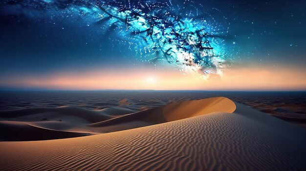 Foto increíble de la Vía Láctea sobre las dunas de arena IA generativa