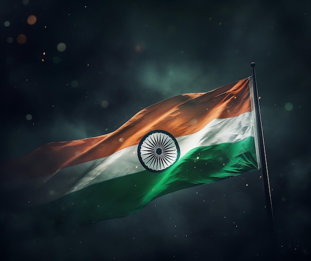 Foto Indischer Unabhängigkeitstag Konzept Indische Flagge auf dem Himmel Hintergrund
