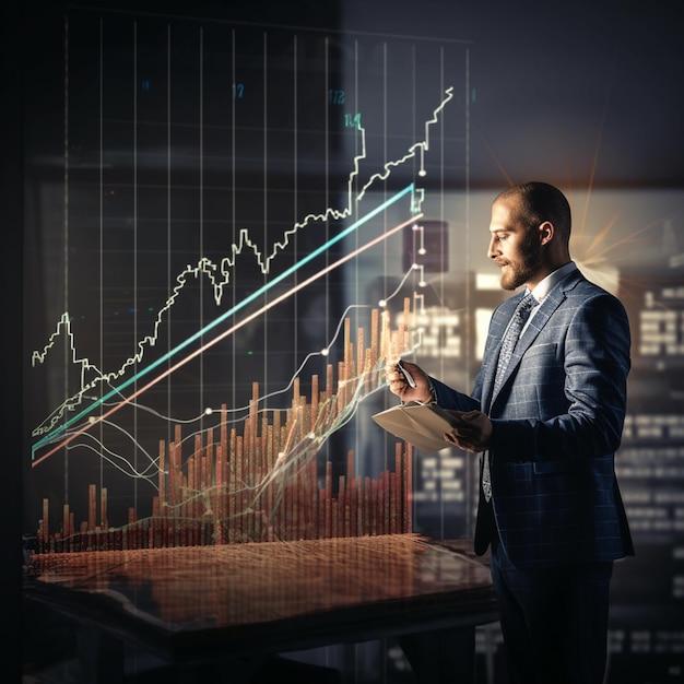 Foto inflação e taxas de juros aumentando conceito empresário segurando nota de dólar