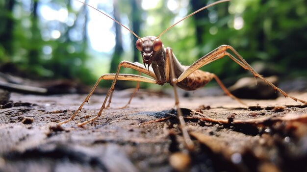 Foto de un insecto palo en el suelo