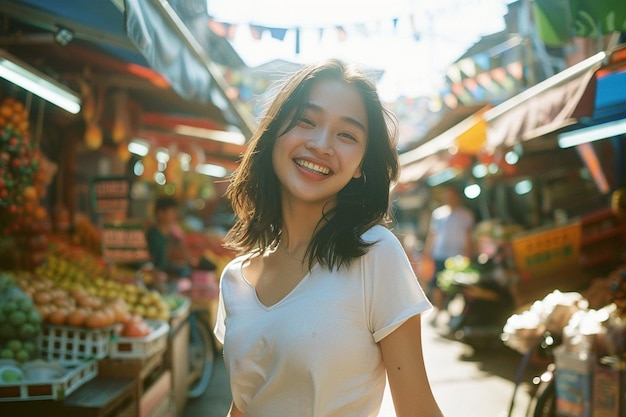 Foto foto de instax de una hermosa mujer del sudeste asiático