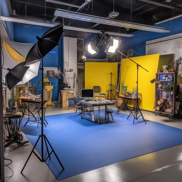 Foto foto interior de estudio fotográfico moderno con equipo profesional generativo