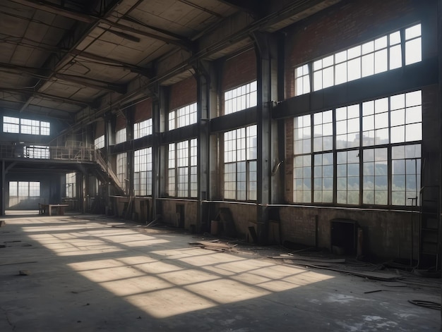 Foto foto del interior de la fábrica vacía