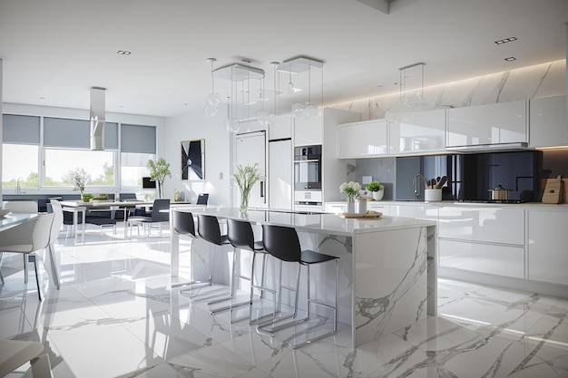 Foto interior moderno e contemporâneo da cozinha branca