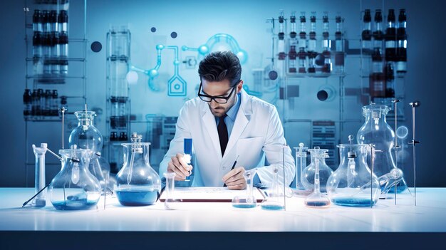 Una foto de un investigador médico en un laboratorio