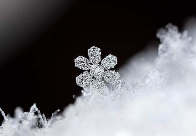 foto de invierno de copos de nieve en la nieve