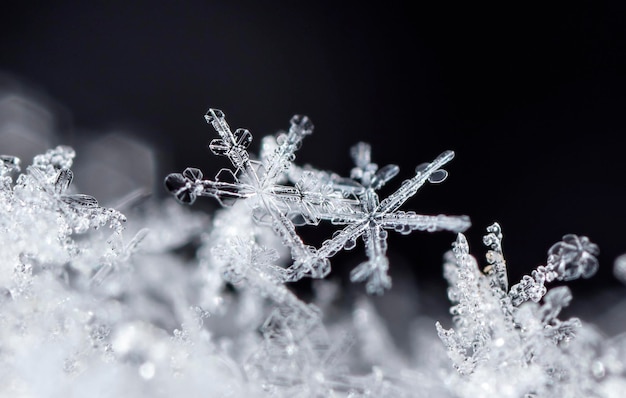 foto de invierno de copos de nieve en la nieve