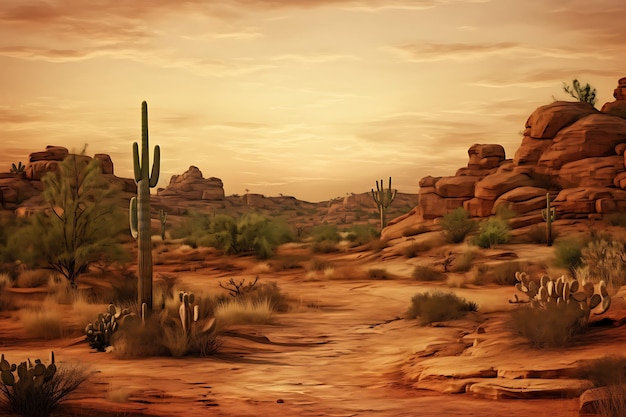 Foto del jardín de cactus en el paisaje pacífico del desierto