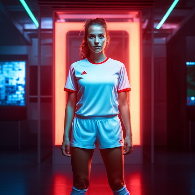 Foto foto jogadora de futebol feminina chutando bola treinando em ação e movimento