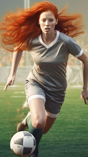 Foto foto jogadora de futebol feminina chutando bola treinando em ação e movimento