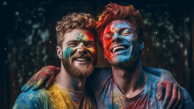 Foto jovem casal de lésbicas comemora o mês do orgulho