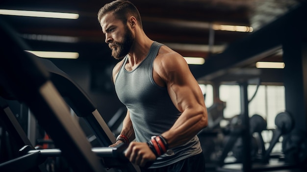 Foto de joven entrenando en el gimnasio