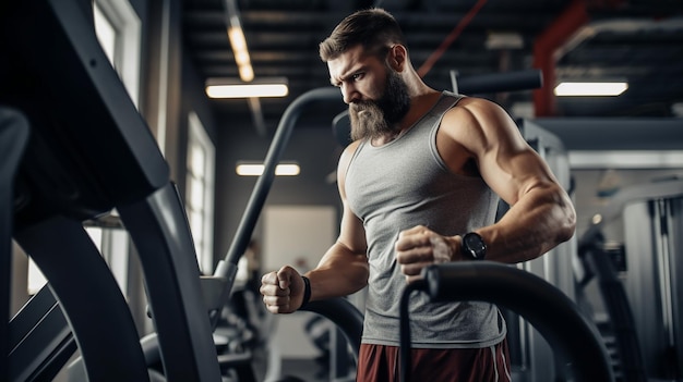 Foto de joven entrenando en el gimnasio