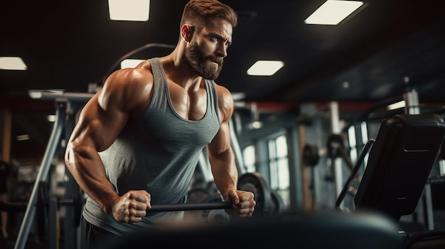 Foto de joven entrenando en el gimnasio