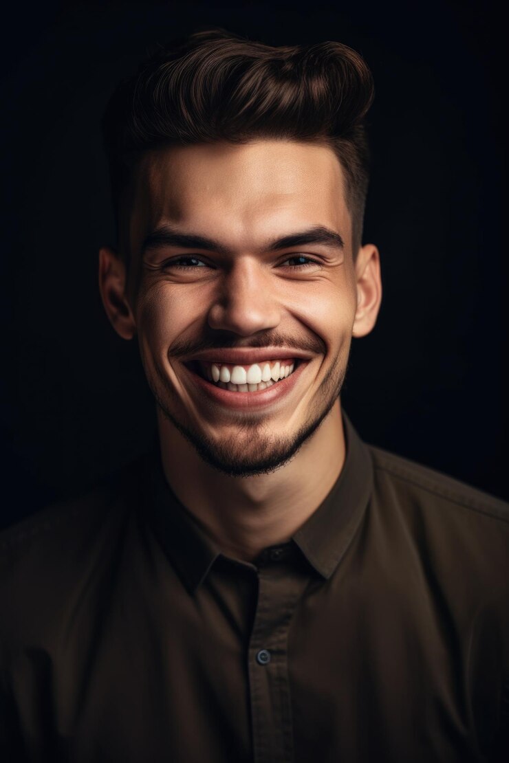 Una foto de un joven guapo sonriendo y con confianza.