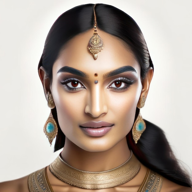 Foto de una joven india con piel perfecta IA generativa