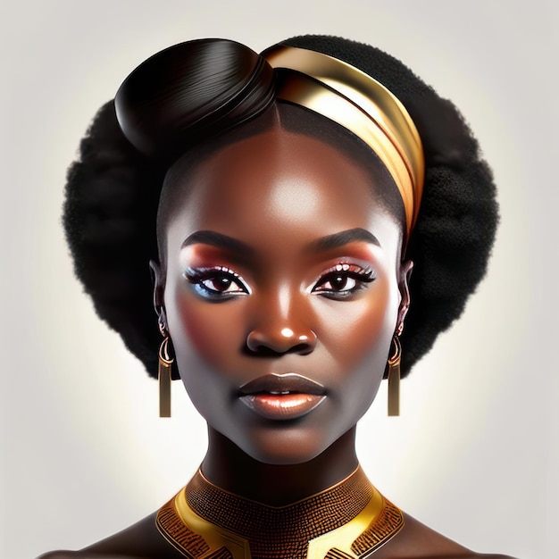 Foto de una joven modelo africana con una piel perfecta IA generativa