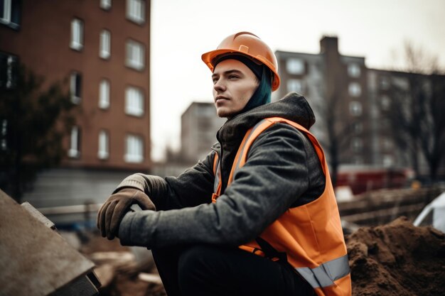 Foto de un joven trabajando en una obra de construcción