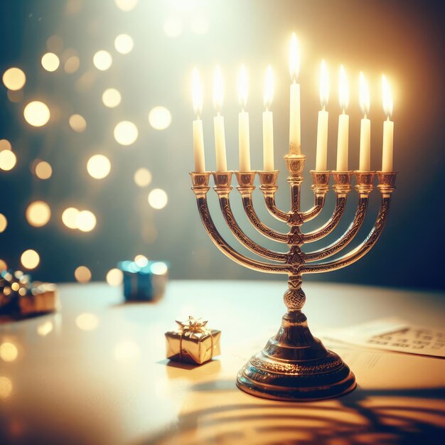 Foto jüdischer religiöser Feiertag Hanukkah mit feierlicher Hanukkah traditionellen Kandelabern