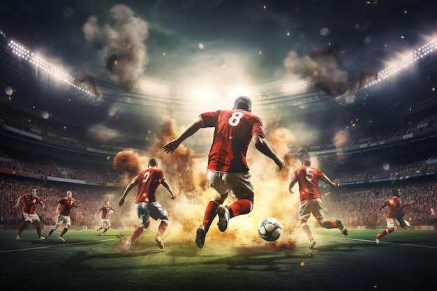 Foto de jugadores de fútbol en acción en un estadio profesional | Foto  Premium