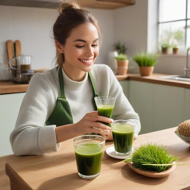 Foto foto de jugo de pasto de trigo con ia