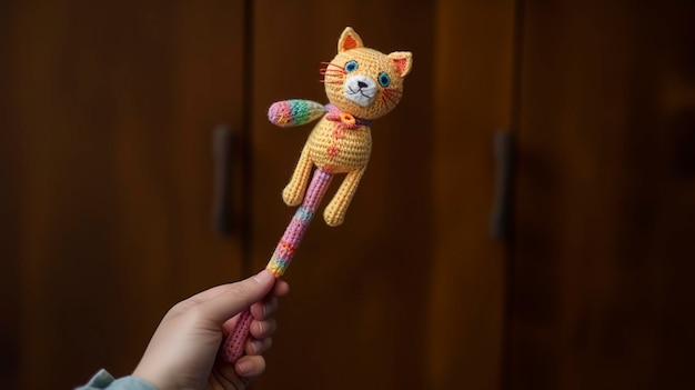 Foto una foto de un juguete de varita de gato para el juego interactivo