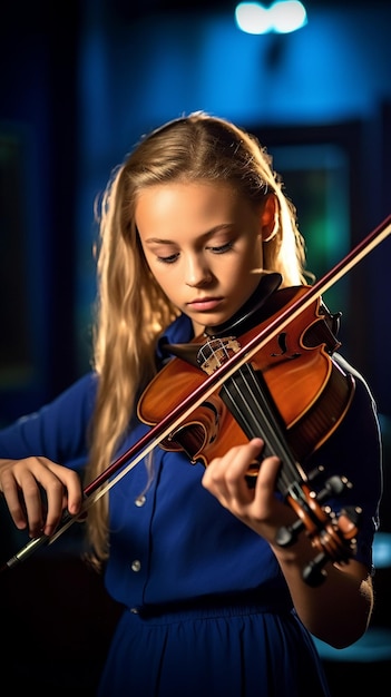 Foto junge schöne Frau, die Geige spielt