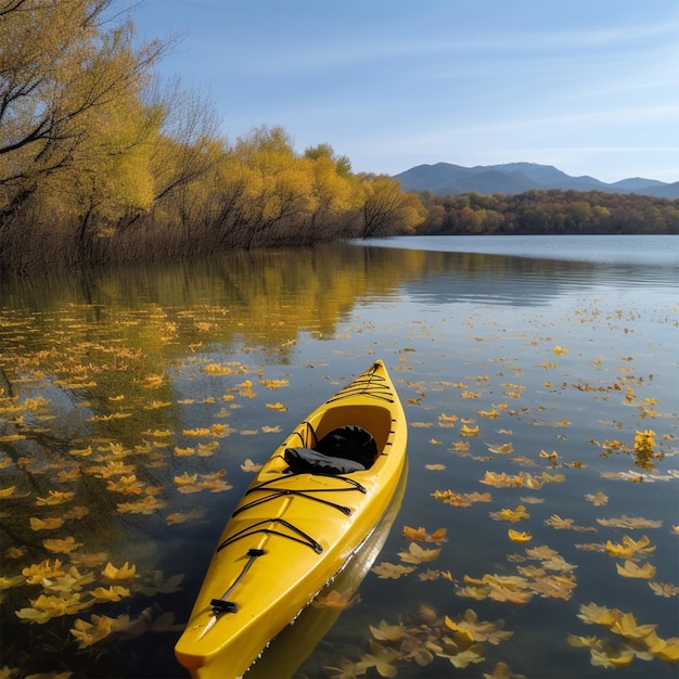 Foto De Un Kayak Amarillo En El Lago De Banyoles