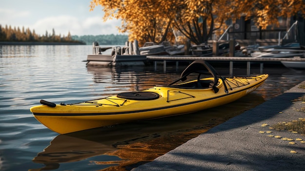 Una foto de un kayak junto al agua.