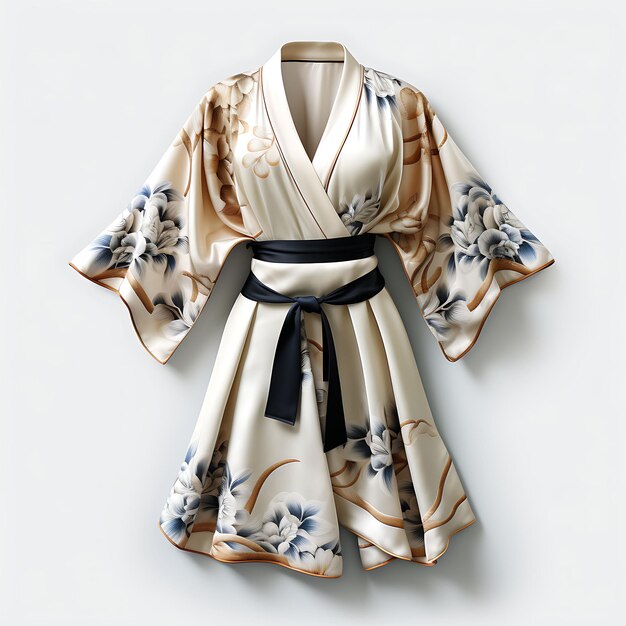 Foto de Kimono de seda para mujeres ajuste suelto creado con lujoso S vista delantera limpio BG aislado