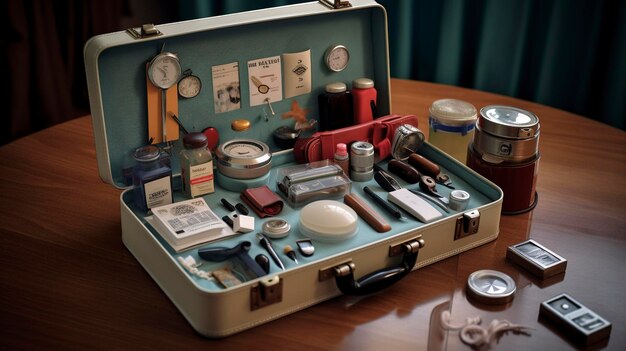 Una foto del kit médico de juego imaginativo con herramientas médicas