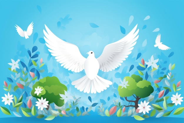 Foto Konzept des Internationalen Friedenstages Weiße Taube auf schwarzem Hintergrund