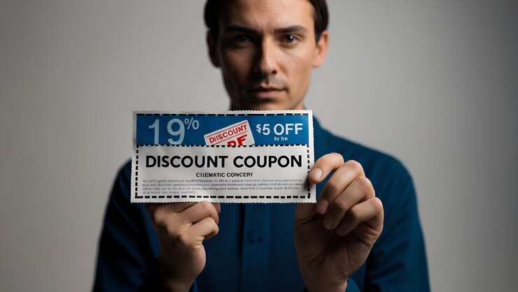 Foto foto kreative realistische doppelbelichtung person integriert mit rabatt-coupon-symbol sparen p