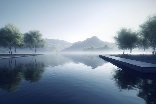 Una foto de un lago con el cielo reflejado en el agua.