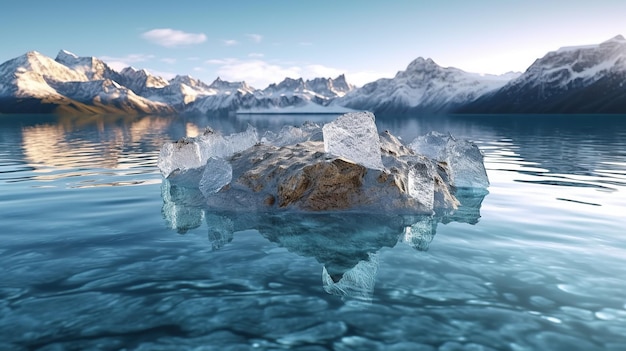 Foto lago con hielo azul agrietado transparente imagen generada por AI Generativa AI