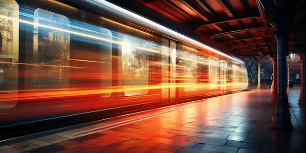 Foto una foto de larga exposición de una estación de metro