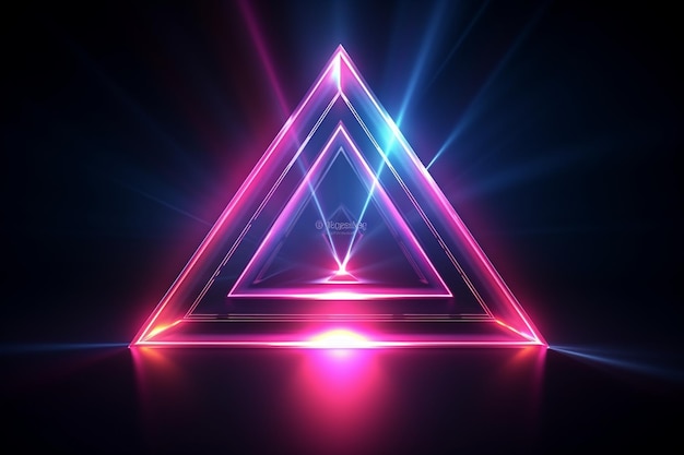 Foto foto legal figura triangular geométrica em uma luz laser de néon ótimo para fundos e papéis de parede