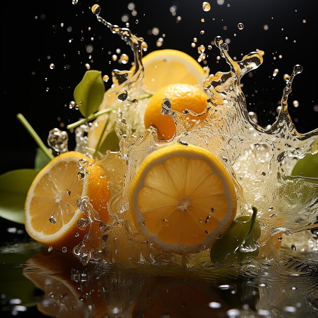 foto de limon con chorrito de agua