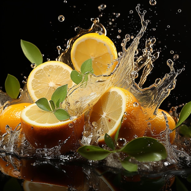 foto de limon con chorrito de agua