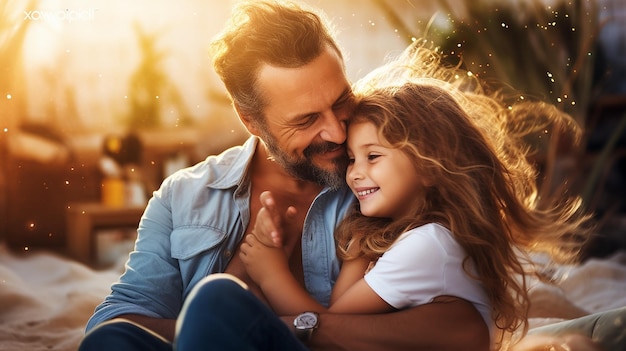 Foto de linda chica abrazando a su padre linda sonrisa feliz padre e hija