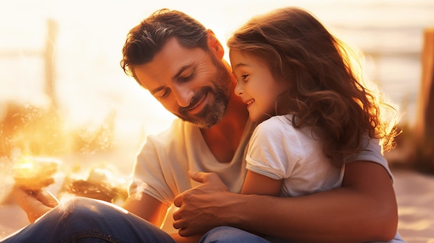 Foto de linda chica abrazando a su padre linda sonrisa feliz padre e hija