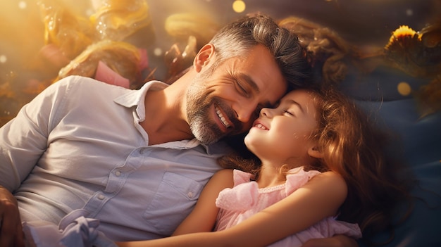 Foto foto de linda chica abrazando a su padre linda sonrisa feliz padre e hija