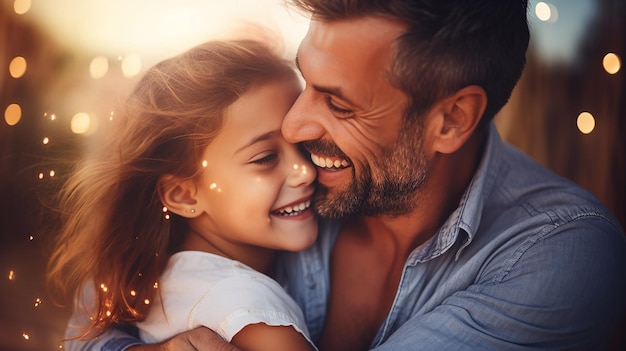 Foto de linda chica abrazando a su padre linda sonrisa feliz padre e hija