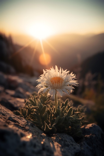 Foto linda flor minúscula fundo desfocado de cor natural gerado ai