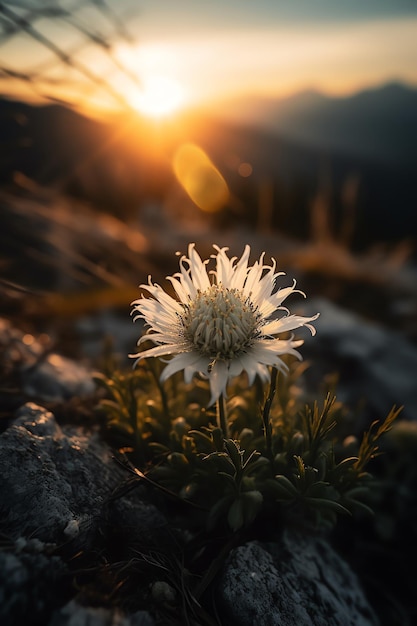 Foto linda flor minúscula fundo desfocado de cor natural gerado ai