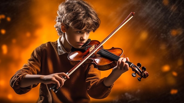 Foto linda jovem tocando violino